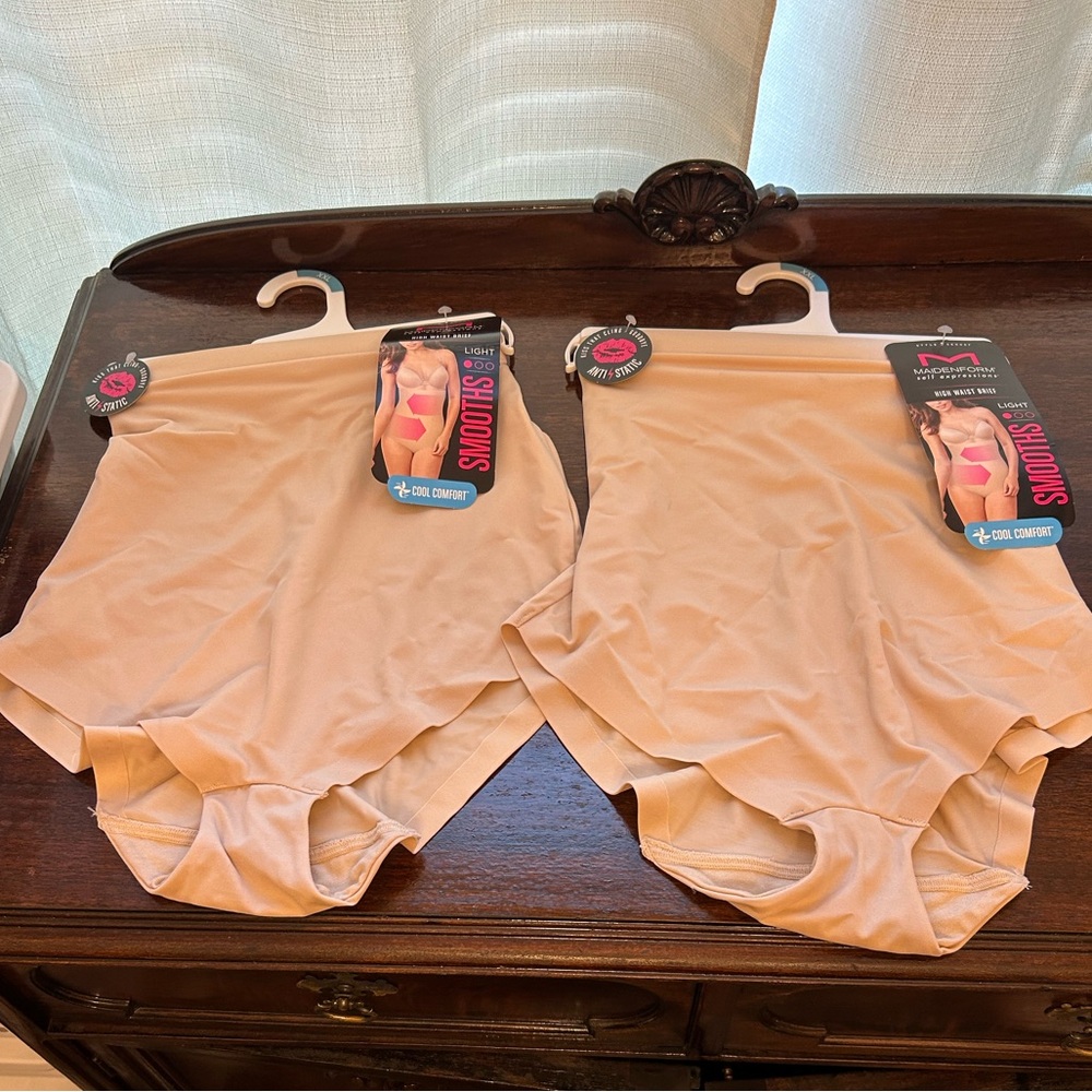 Maidenform Smoothing Shapewear Light High Waist Briefs Beige NWT 2 Pair XXL